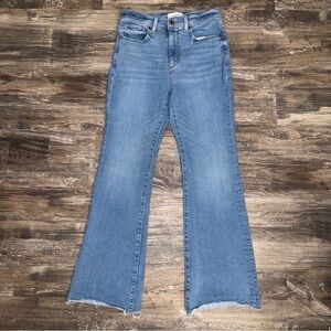 LOFT Women’s Light Blue High-Rise Raw-Hem Flare Jeans Size 4/27